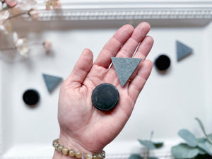 Shungite & Soapstone Pocket Circle & Triangle Harmonizer Pair