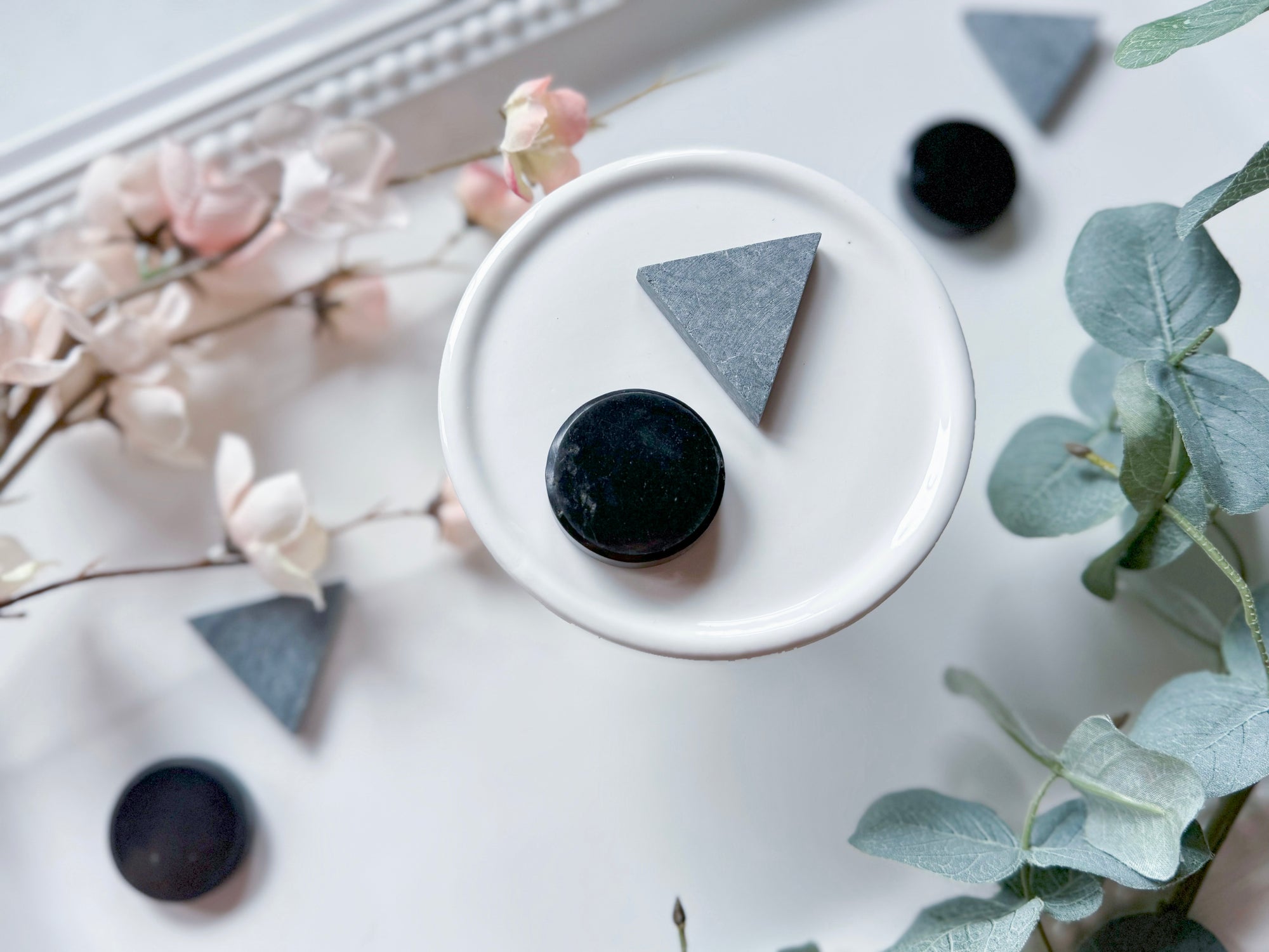 Shungite & Soapstone Pocket Circle & Triangle Harmonizer Pair