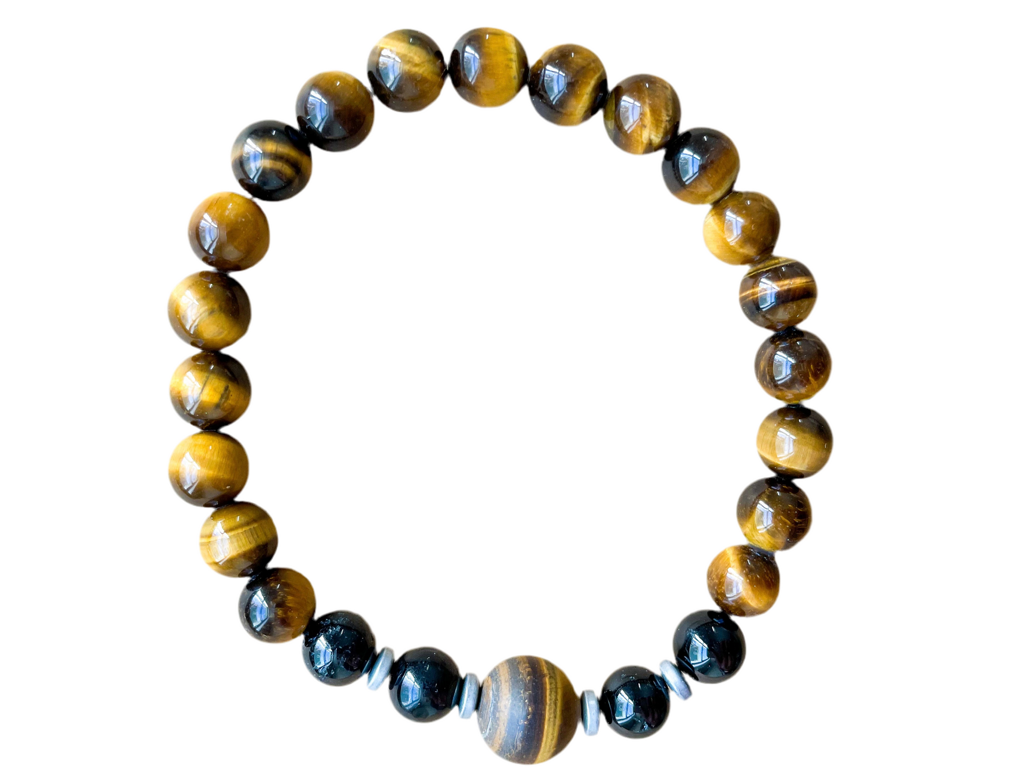 Masculine Line || Matte Tiger's Eye, Tiger's Eye & Black Tourmaline Bracelet