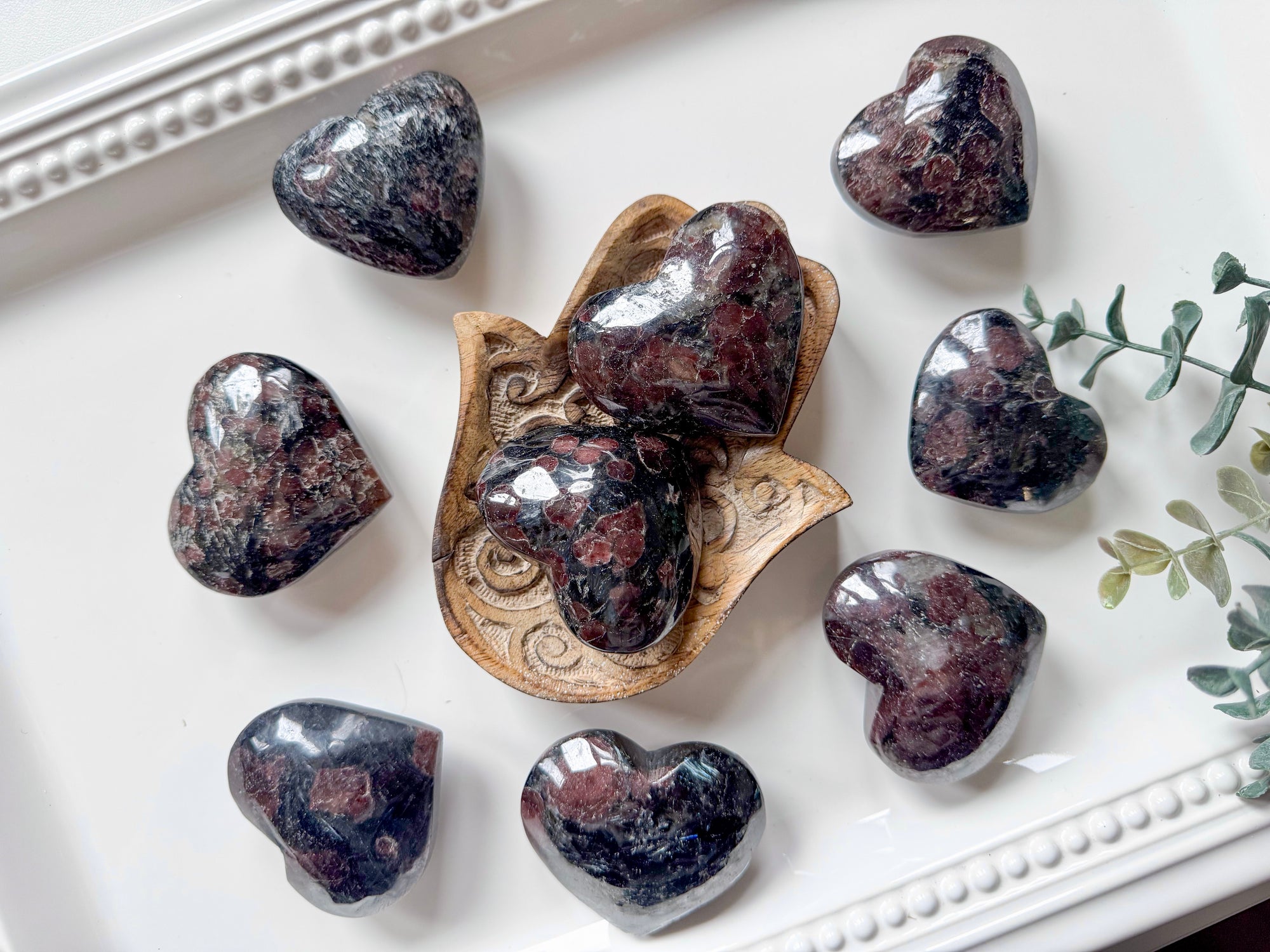 Almandine Garnet in Arfvedsonite Matrix Heart