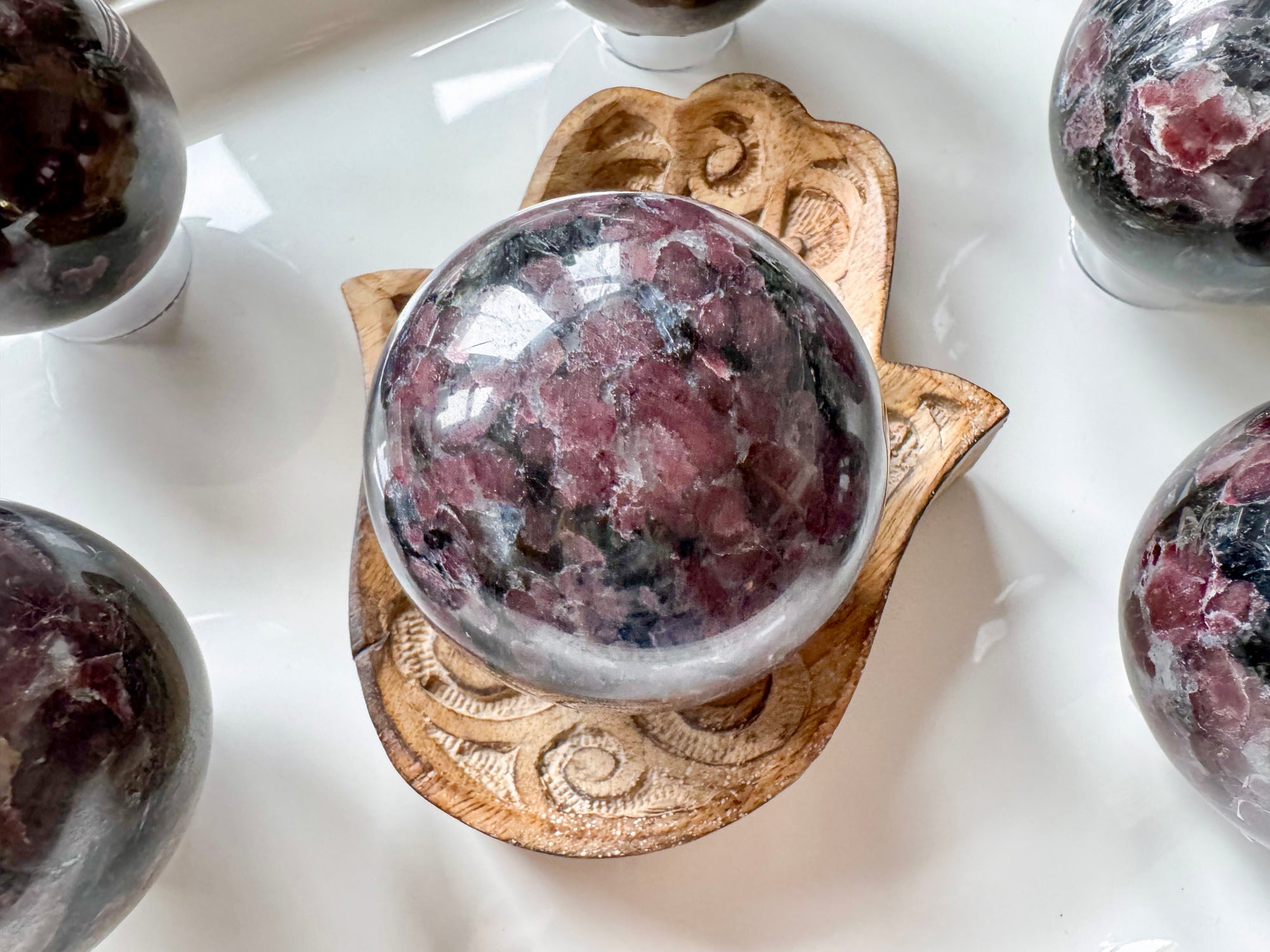 Almandine Garnet in Arfvedsonite Matrix Sphere