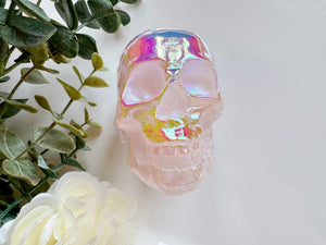 Aura Rose Quartz Skull Carving