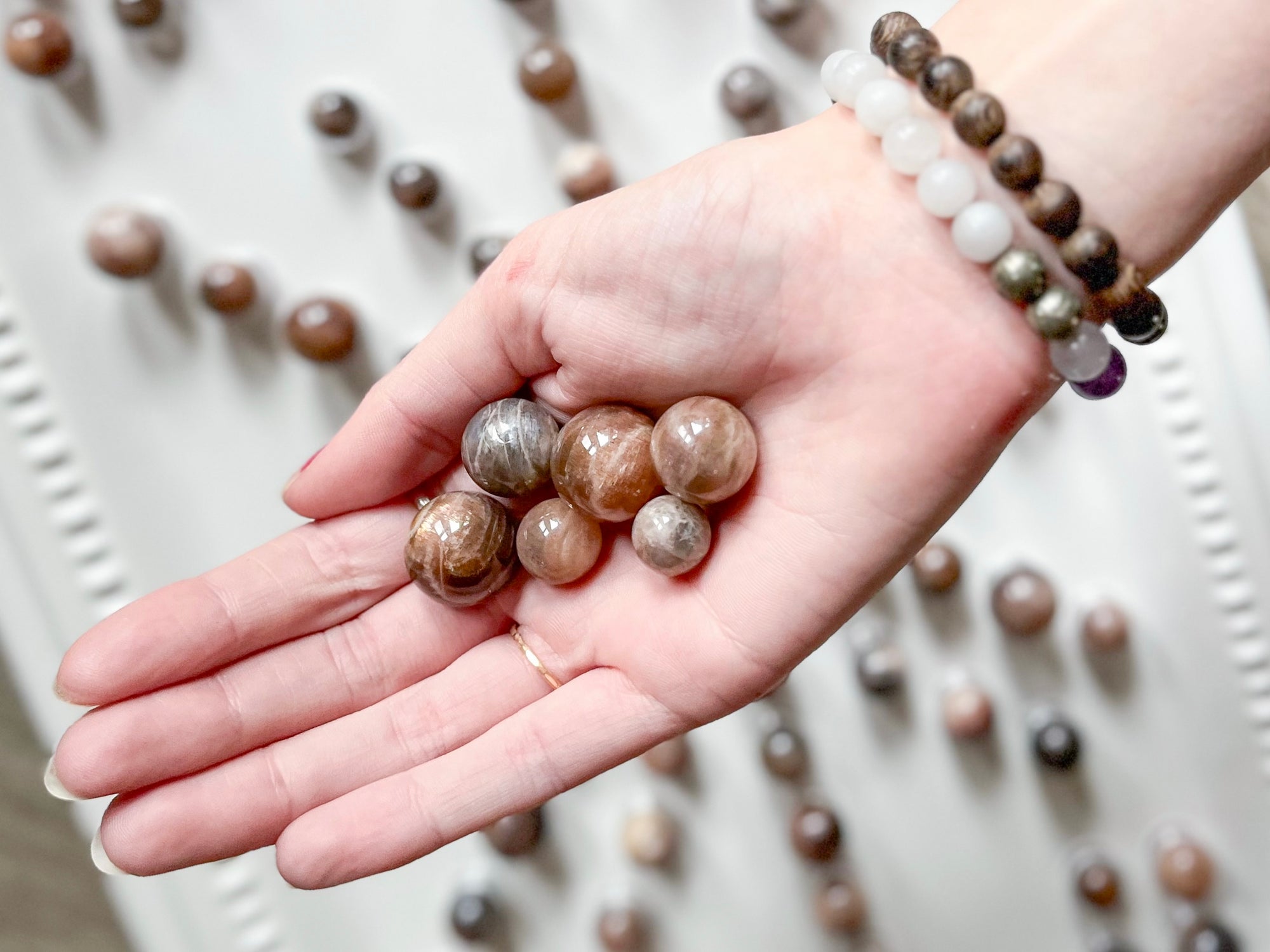 Black Moonstone Sphere || Marble