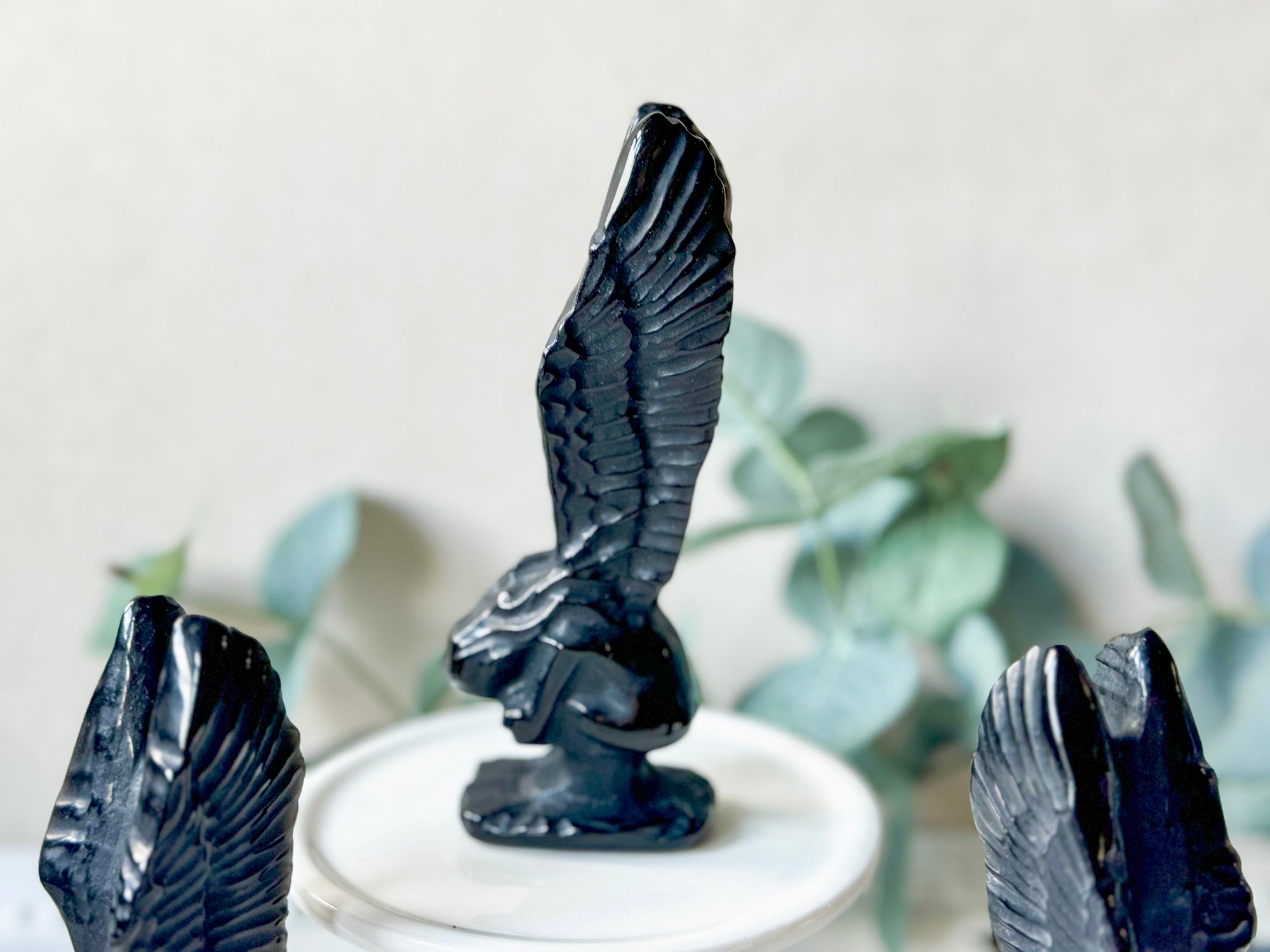 Black Obsidian Angel of Remembrance & Redemption Carving