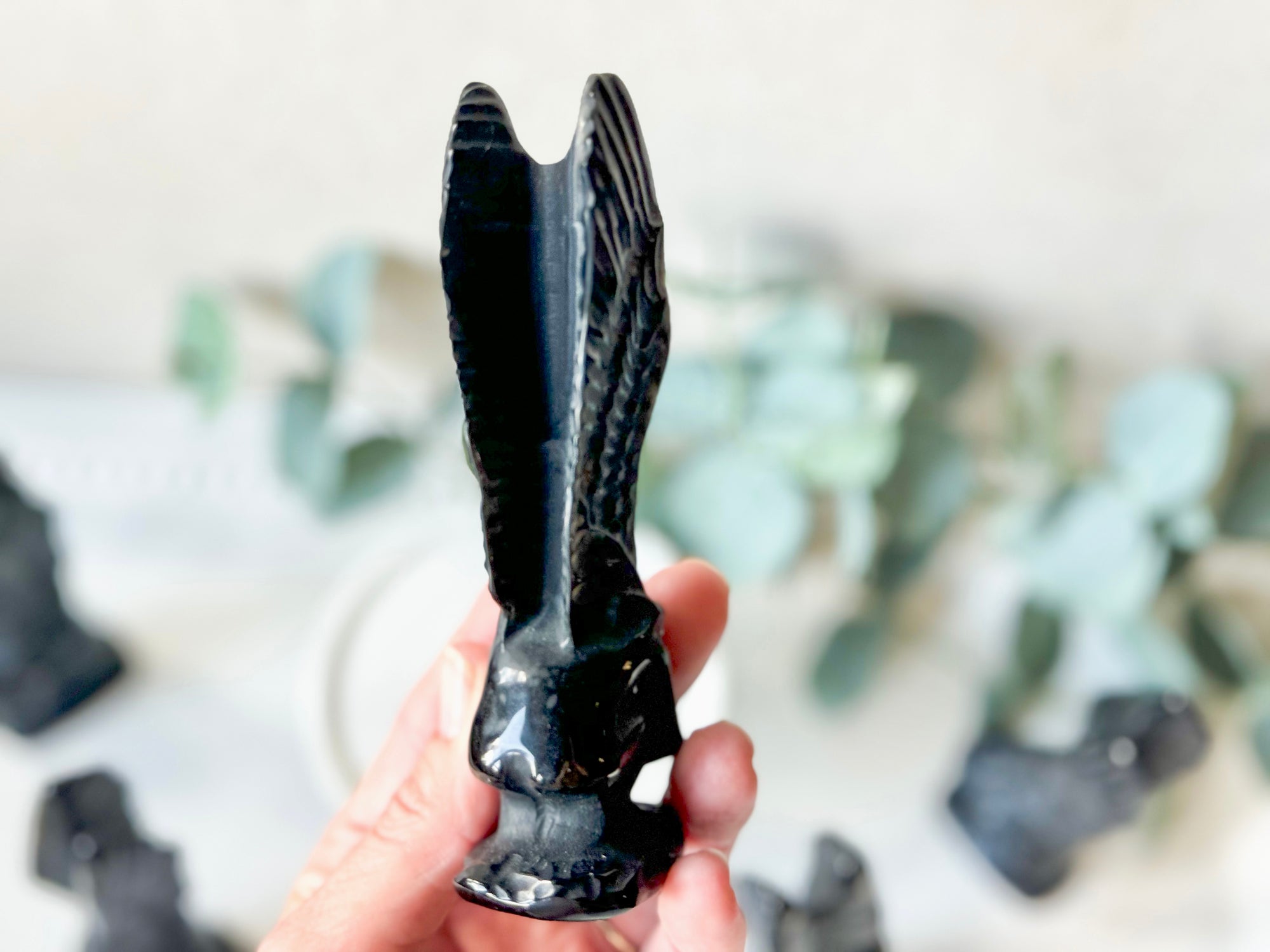 Black Obsidian Angel of Remembrance & Redemption Carving