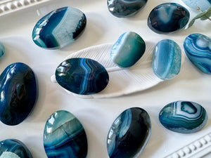 Blue Agate Palm Stone