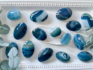 Blue Agate Palm Stone