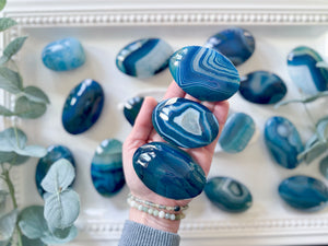 Blue Agate Palm Stone