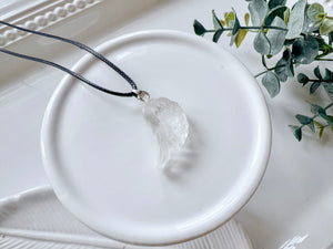 Clear Quartz Angel Wing Pendant Necklace