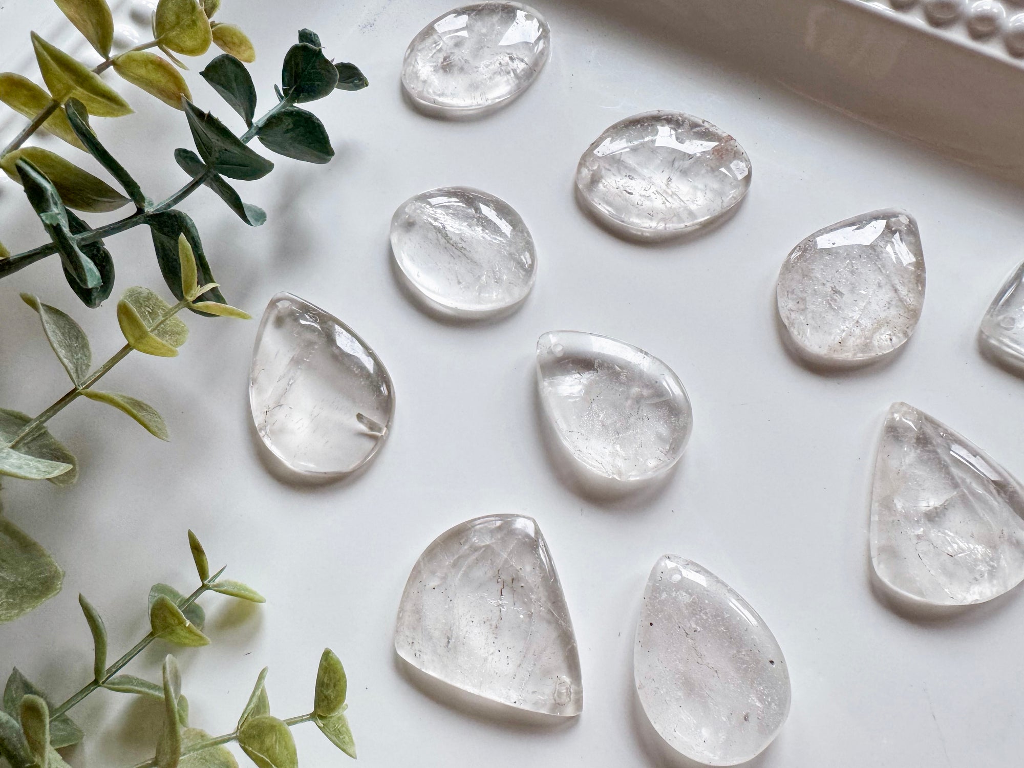 Clear Quartz Drilled Pendants Cabochons