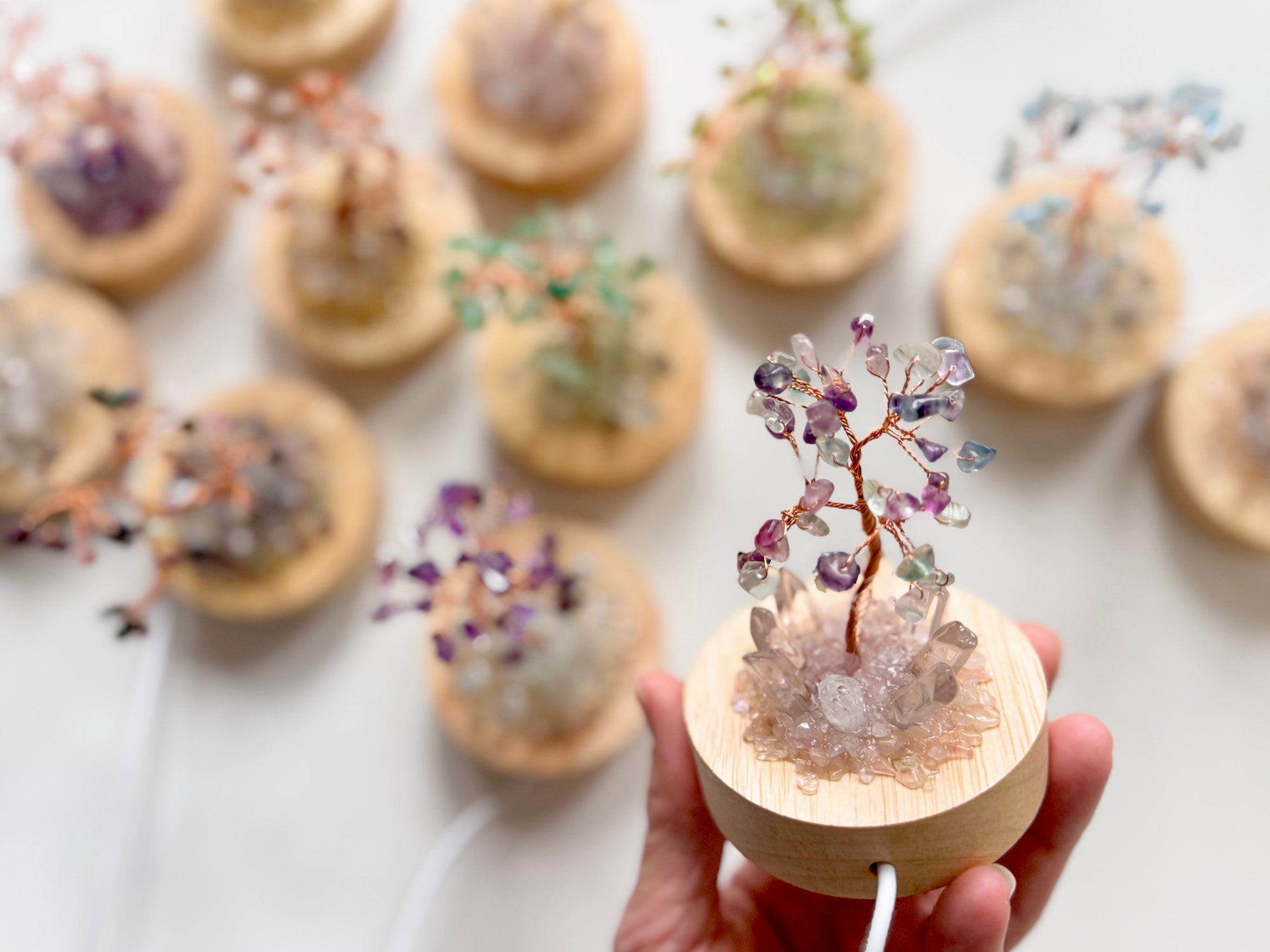 Crystal Mini Bonsai Tree on Light Base