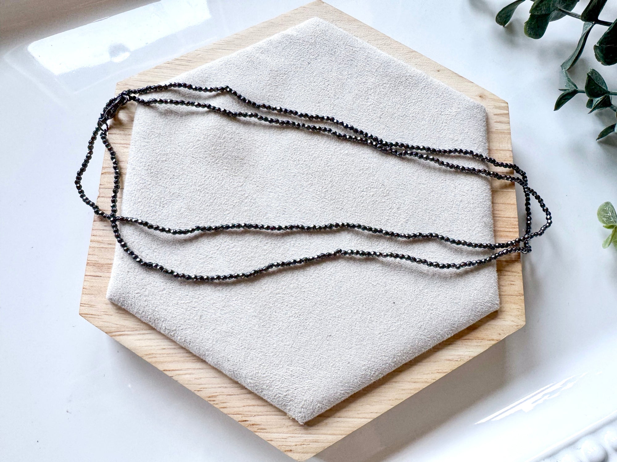 Dainty Hematite Beaded Necklace