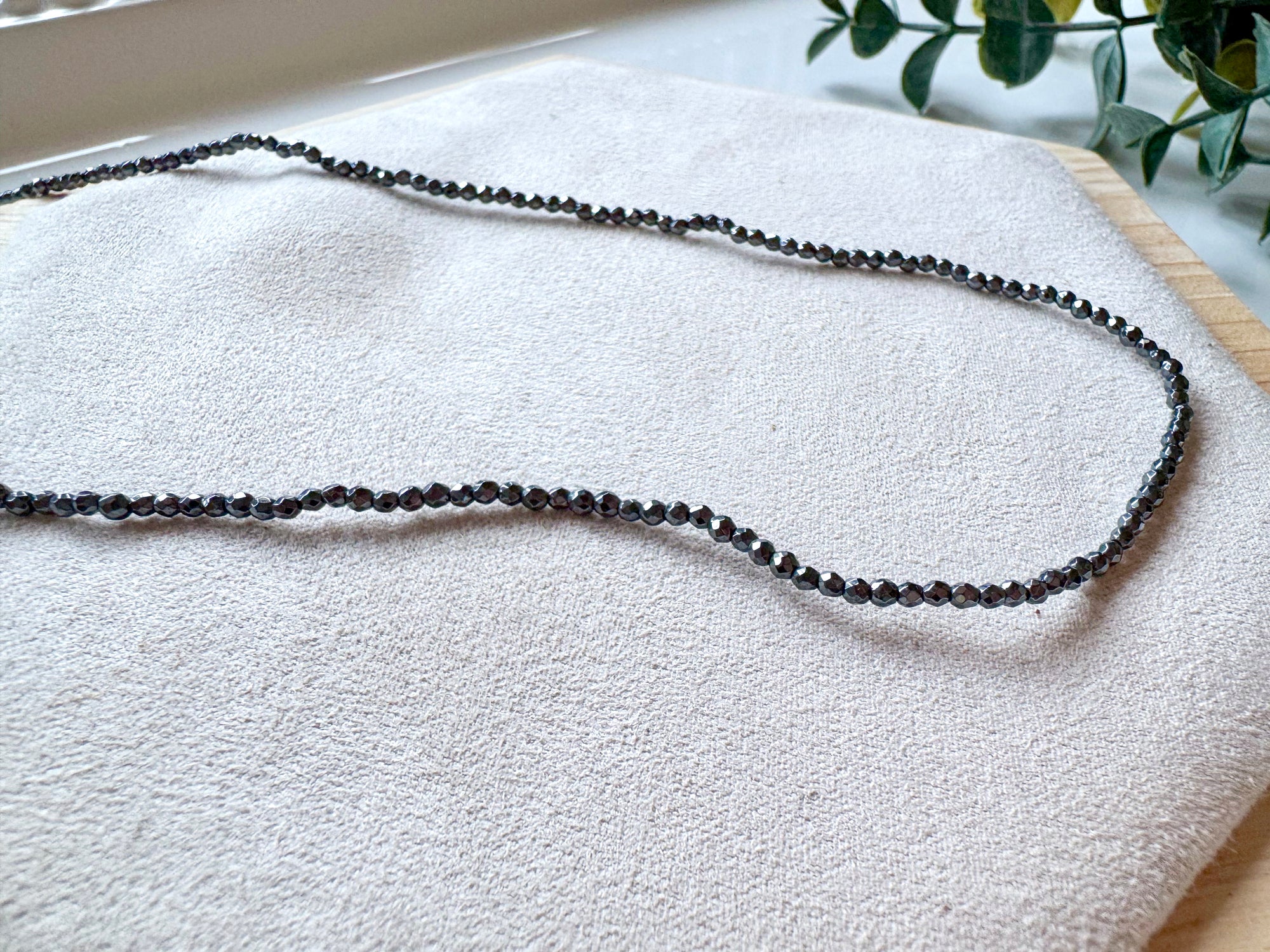 Dainty Hematite Beaded Necklace