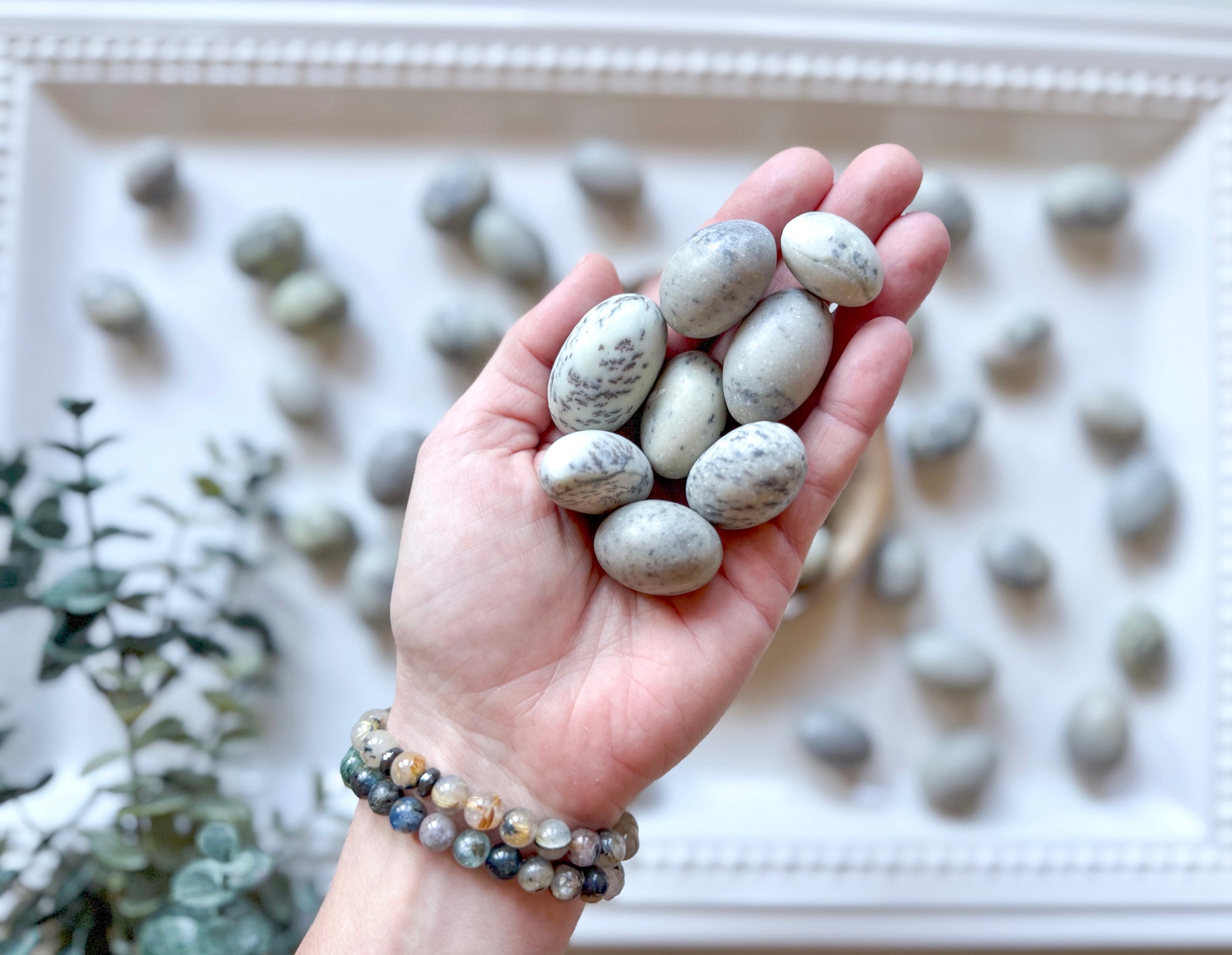 Dendritic Jade Round Tumble Stone