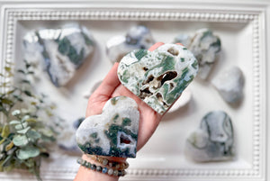 Druzy Moss Agate Heart