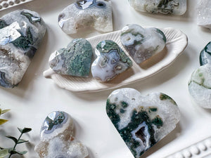 Druzy Moss Agate Heart