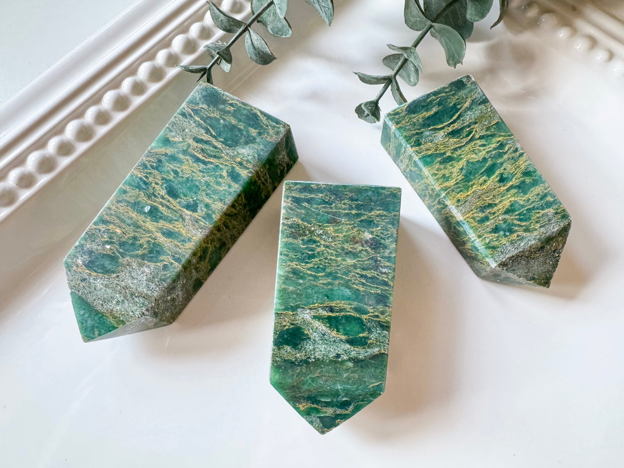 Emerald Verdite Jasper Towers