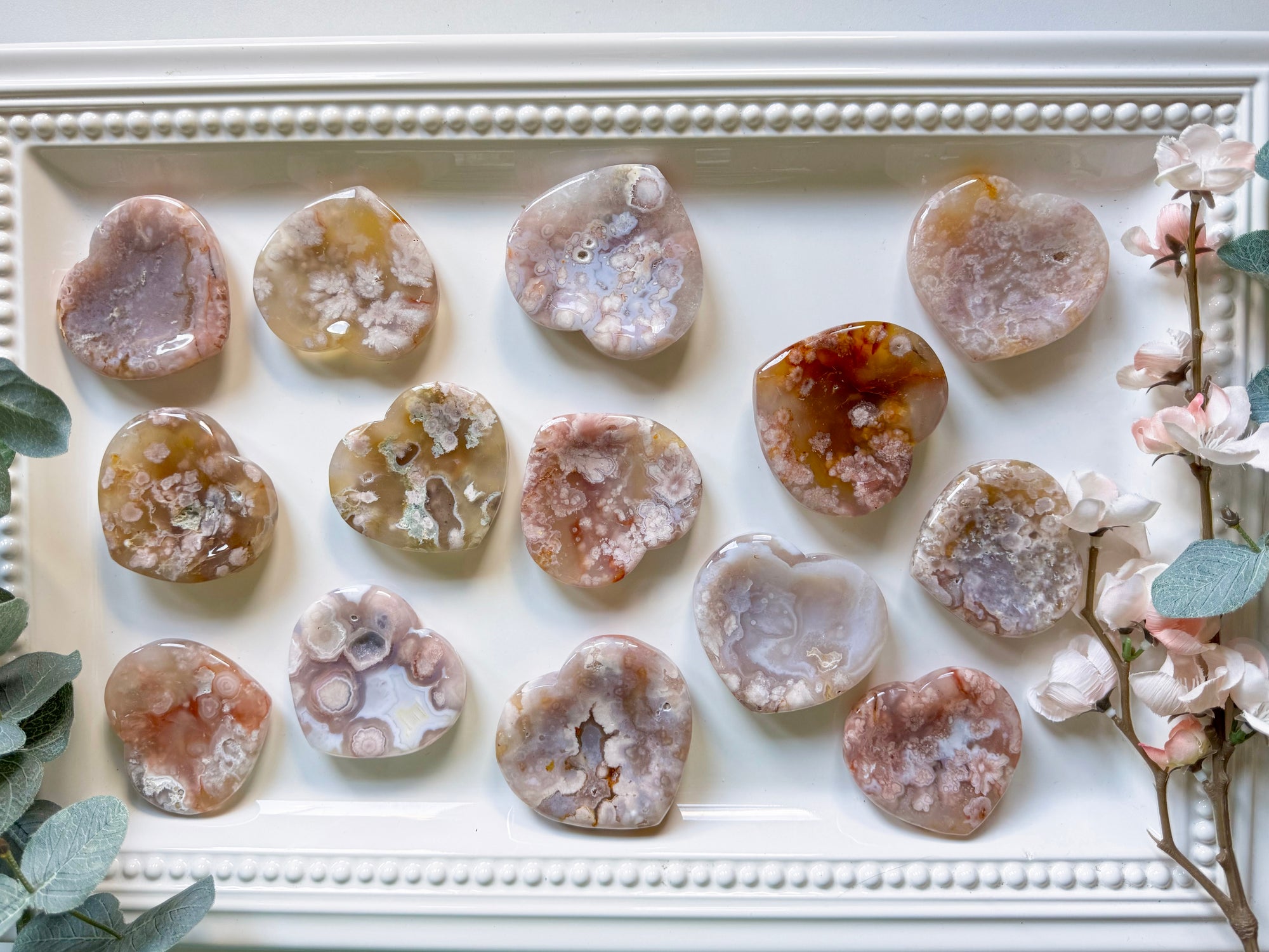 Flower Agate Heart Dish