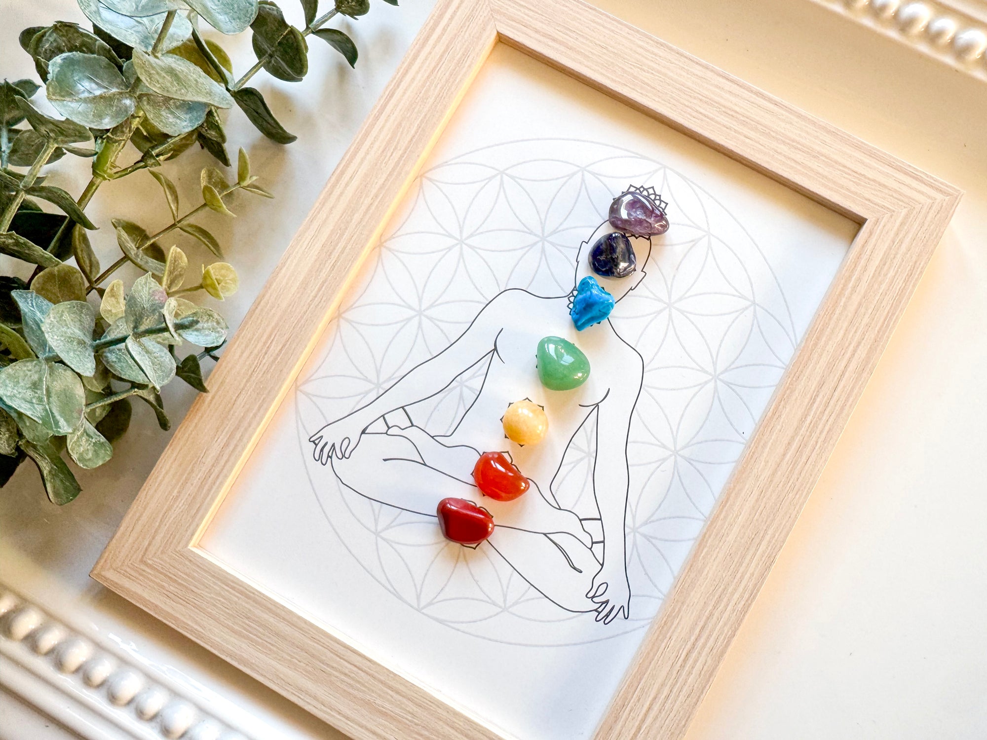 Framed Crystal Tumbled Stone Art