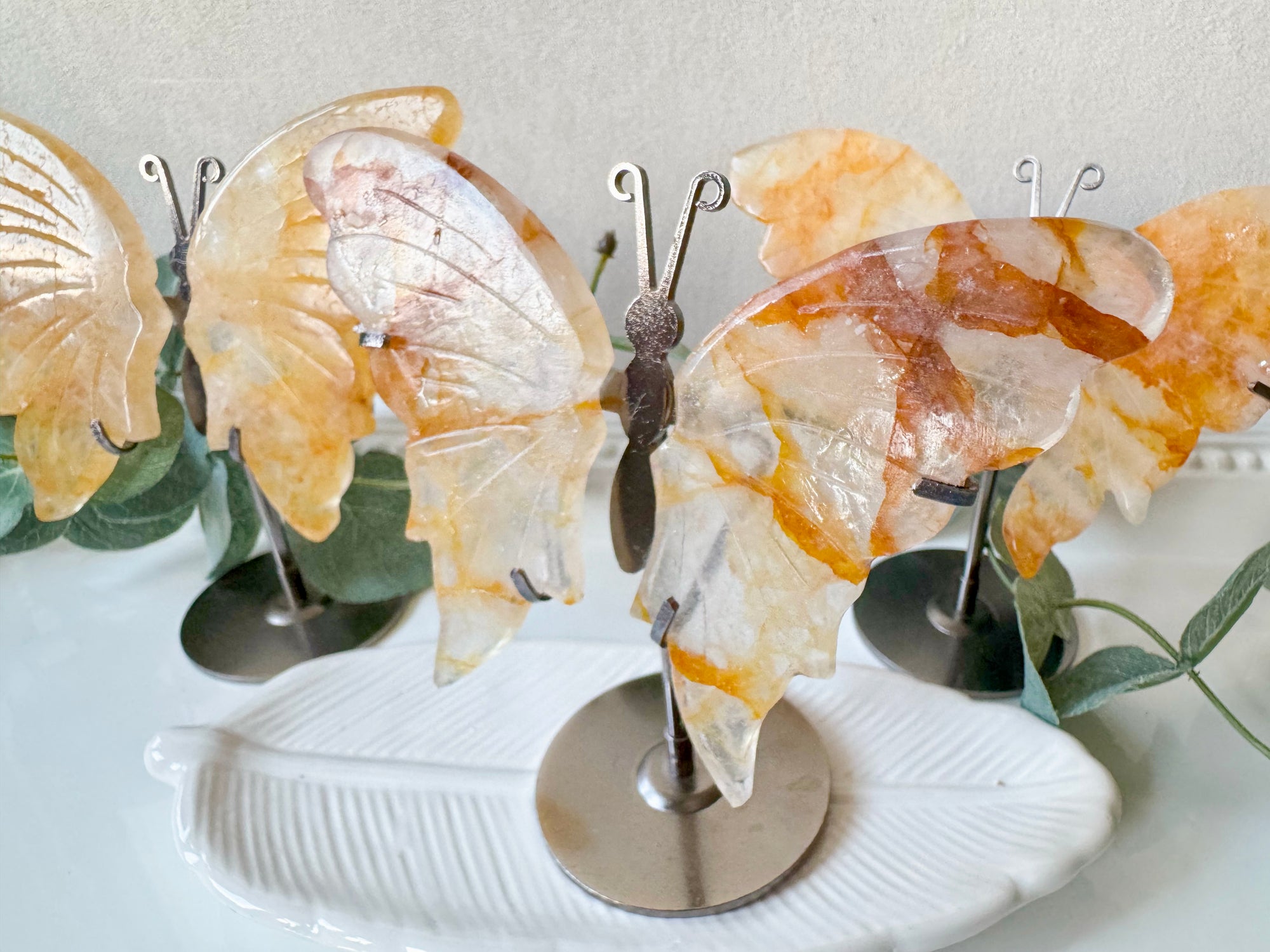 Golden Healer Butterfly Wings in Metal Stand