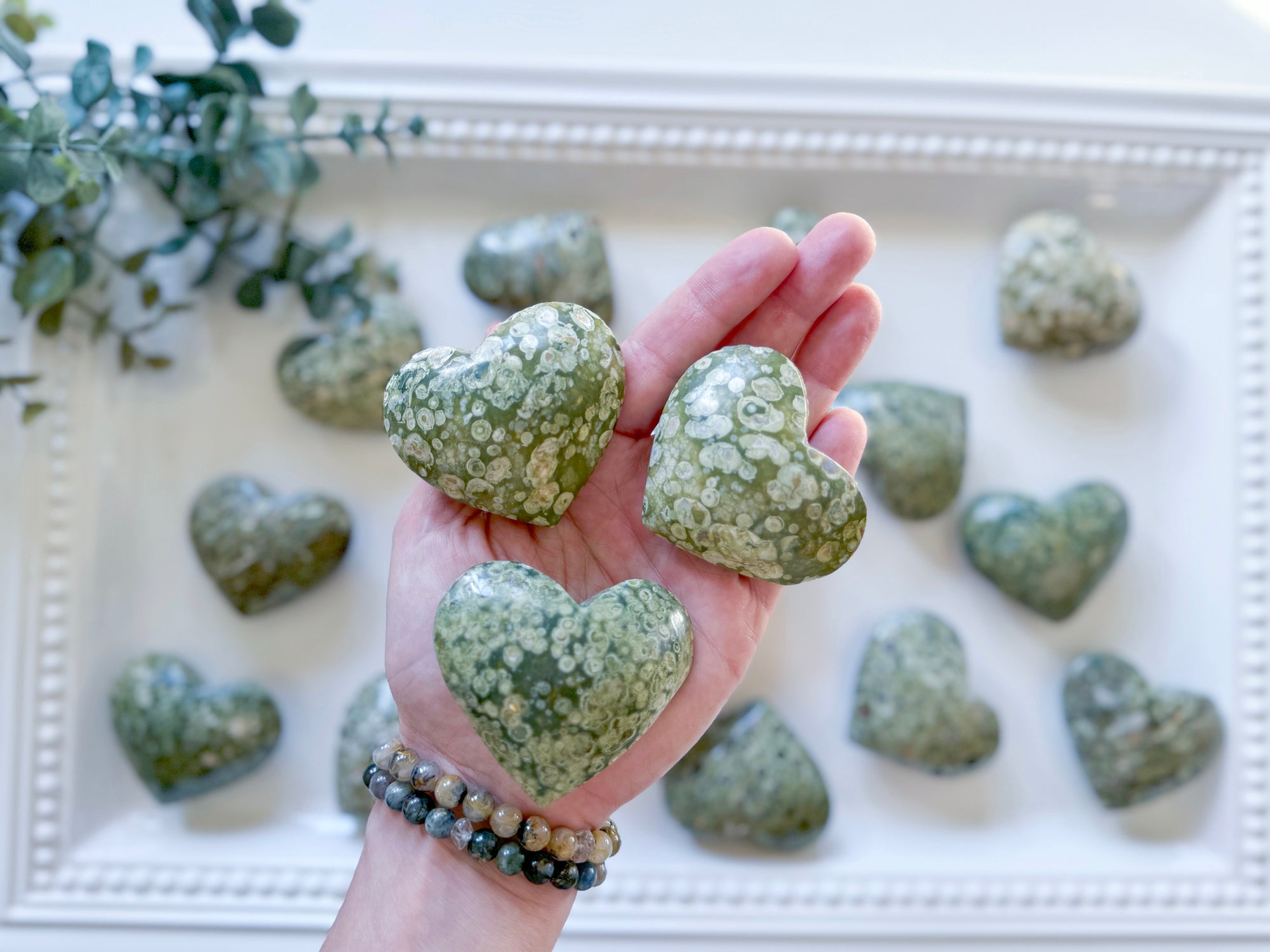 Green Rhyolite Hearts