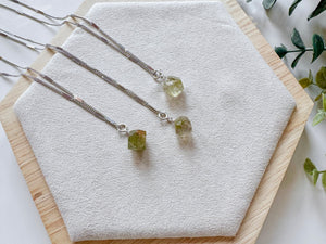 Green Tourmaline Faceted Quartz Pendant Necklace