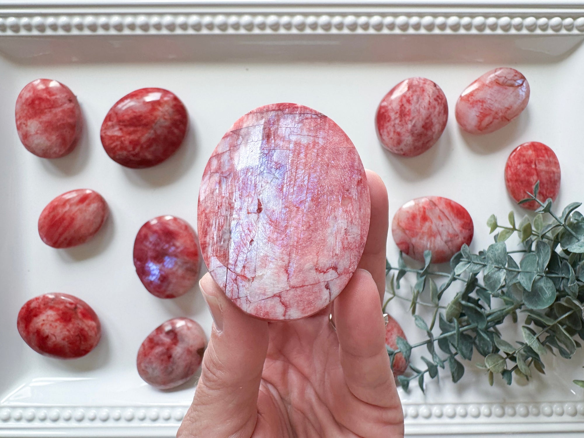 Red Moonstone Palm Stone