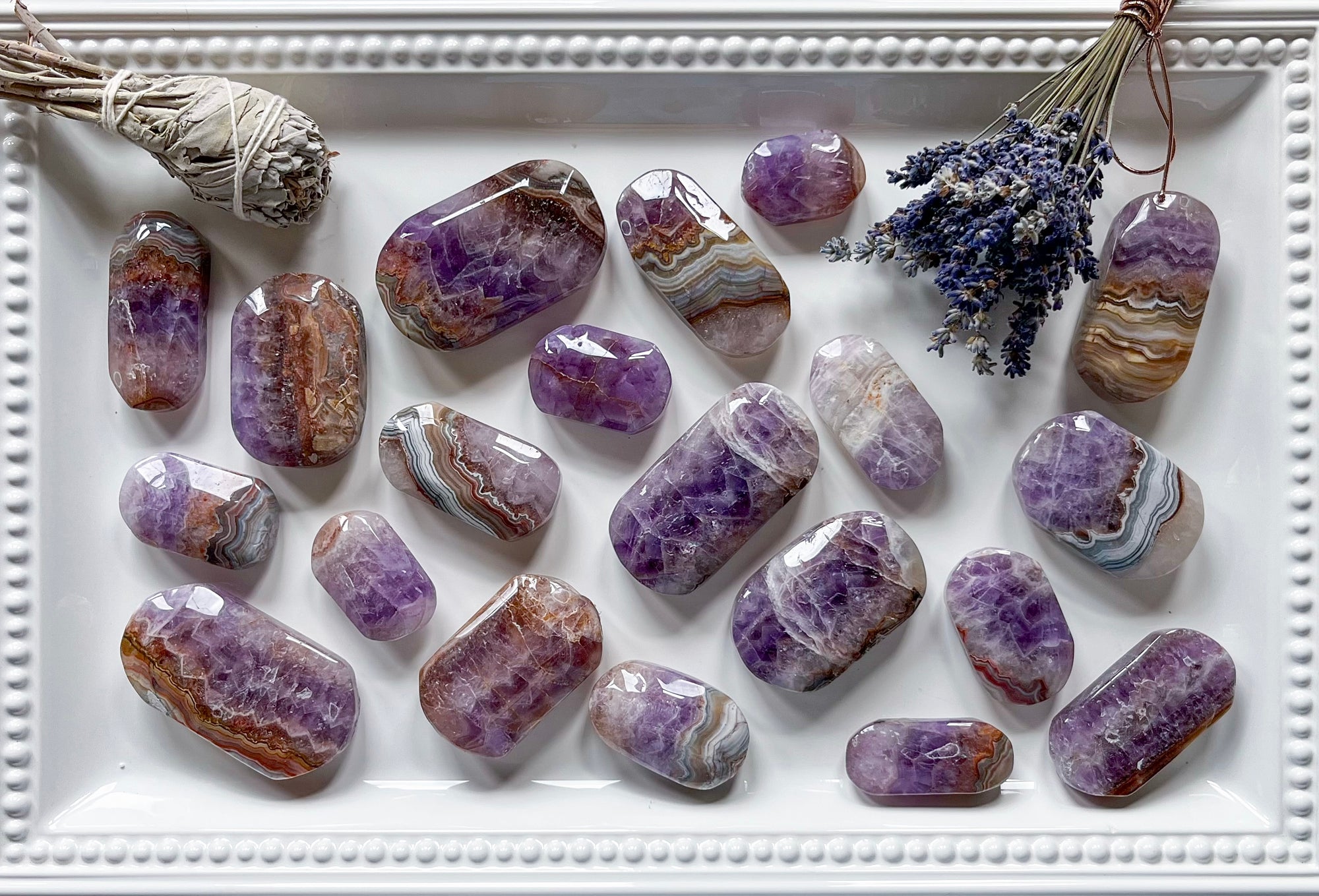 Amethyst & Agate Polished Palm Stone