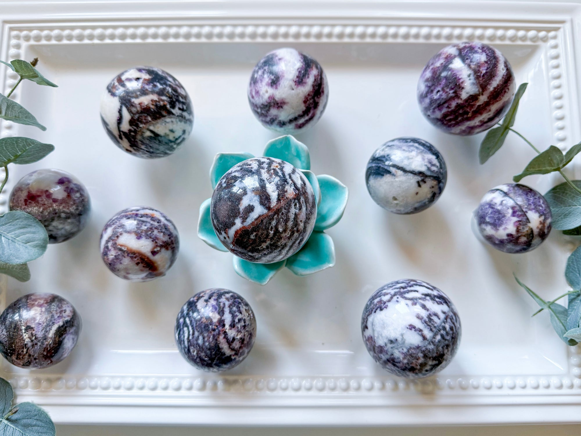 Purple Zebra Jasper with Fluorite Inclusions Sphere