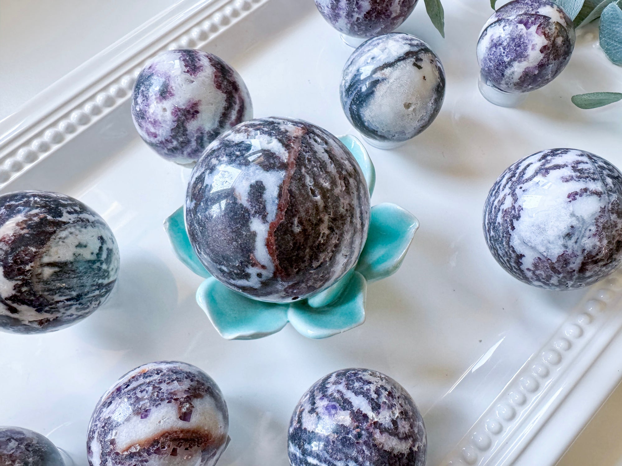 Purple Zebra Jasper with Fluorite Inclusions Sphere