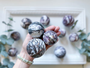 Purple Zebra Jasper with Fluorite Inclusions Sphere