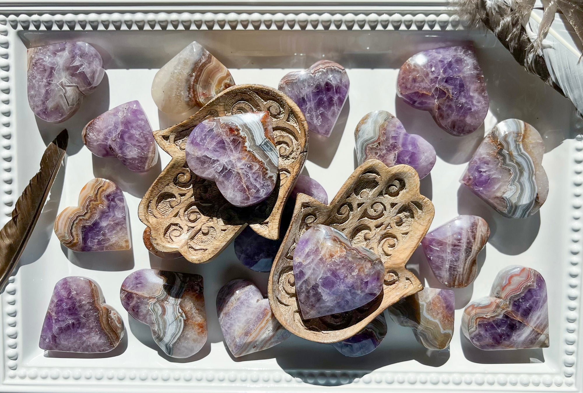 Amethyst & Agate Polished Heart