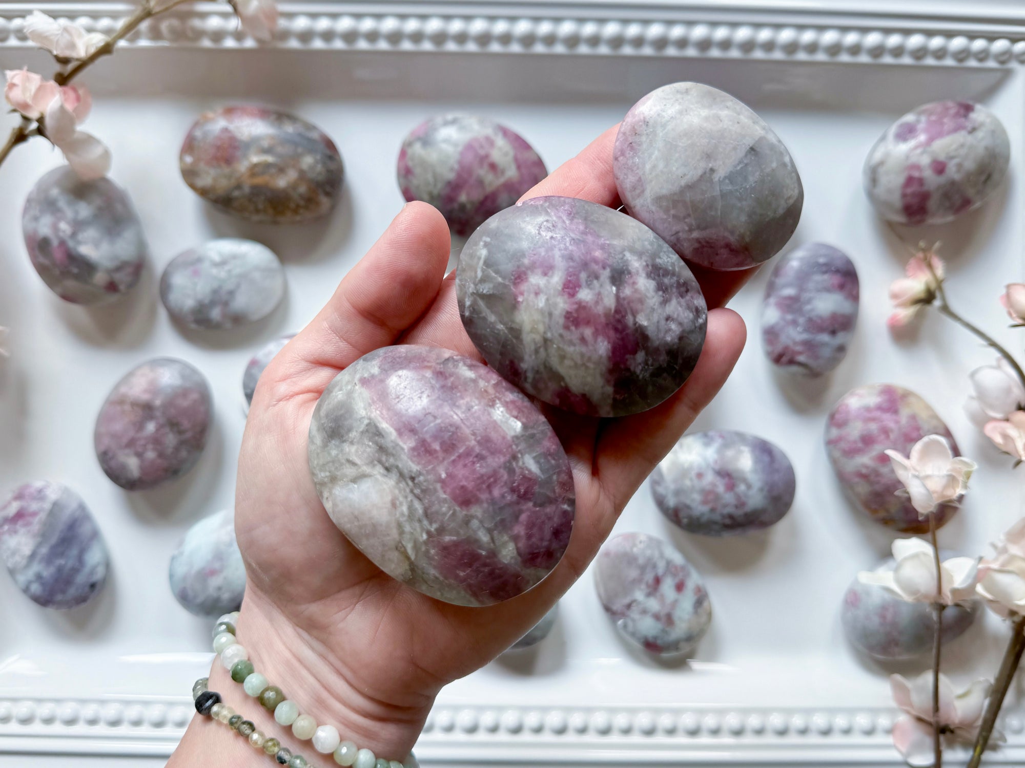 Pink Tourmaline Palm Stone