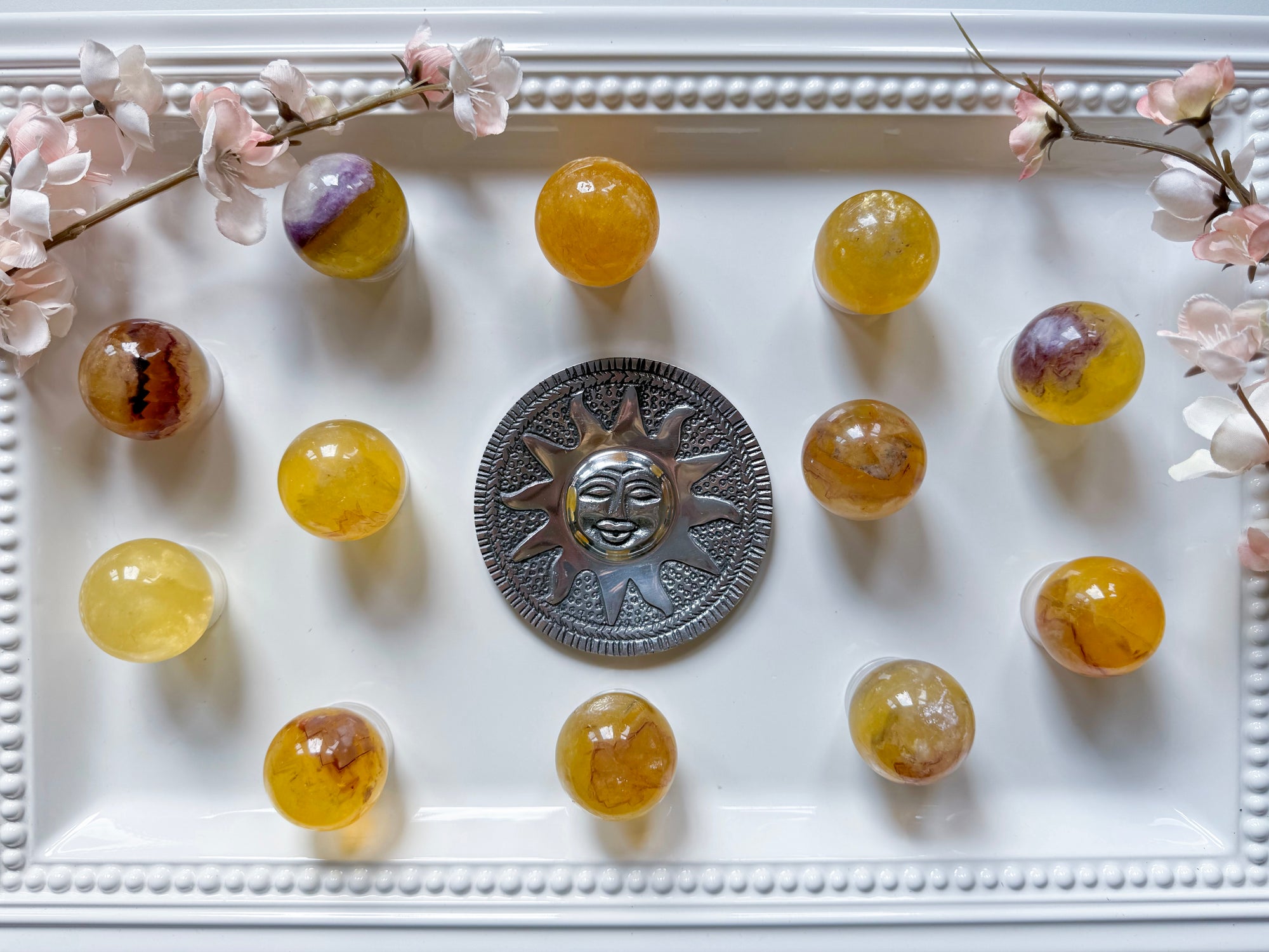 Yellow Fluorite Sphere with Mica Inclusions