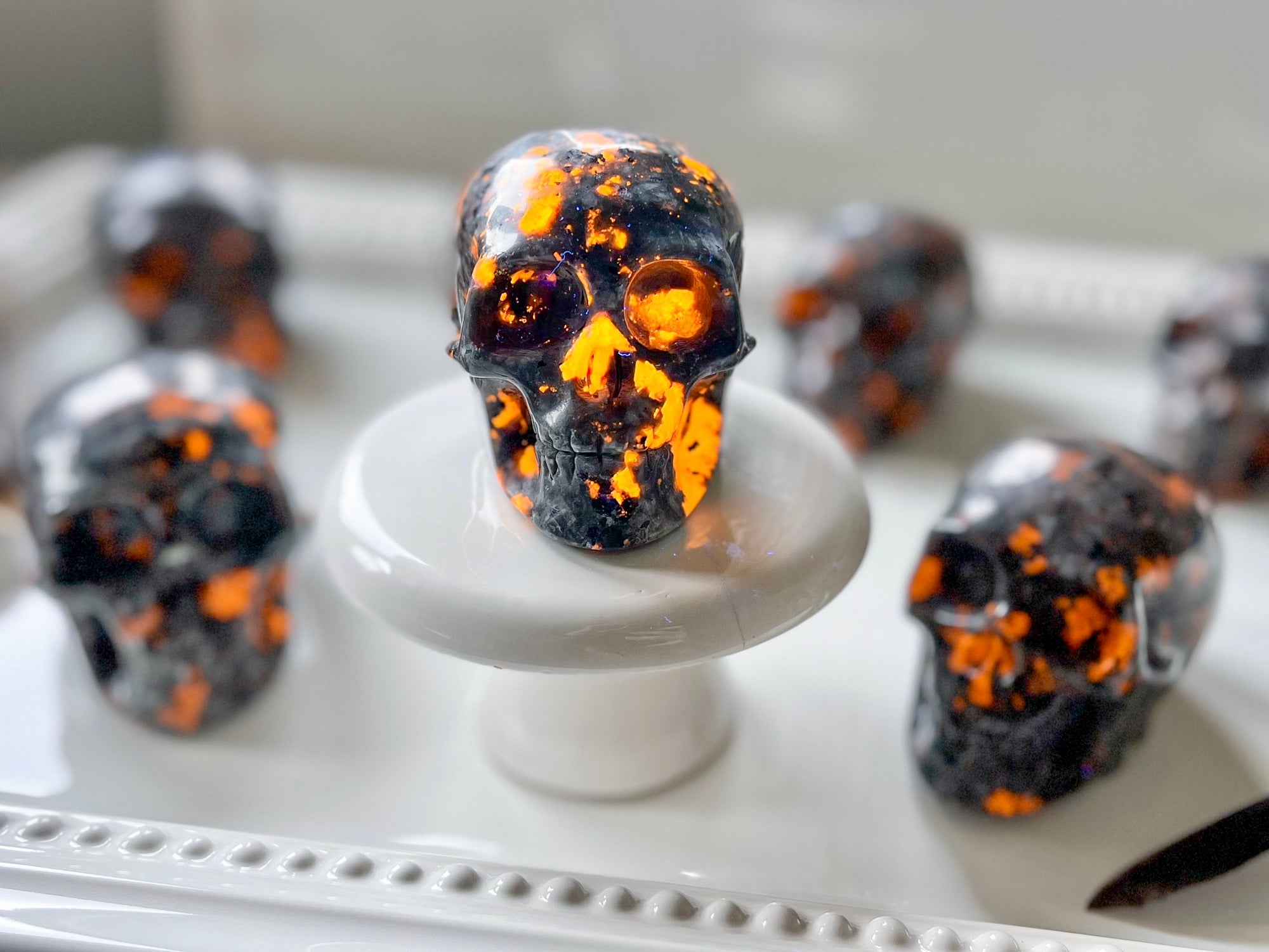 Flame Stone Crystal Skull || UV Reactive