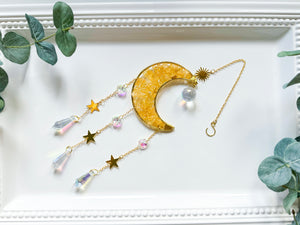 Citrine Crescent Moon Crystal Chip Rainbow Catcher