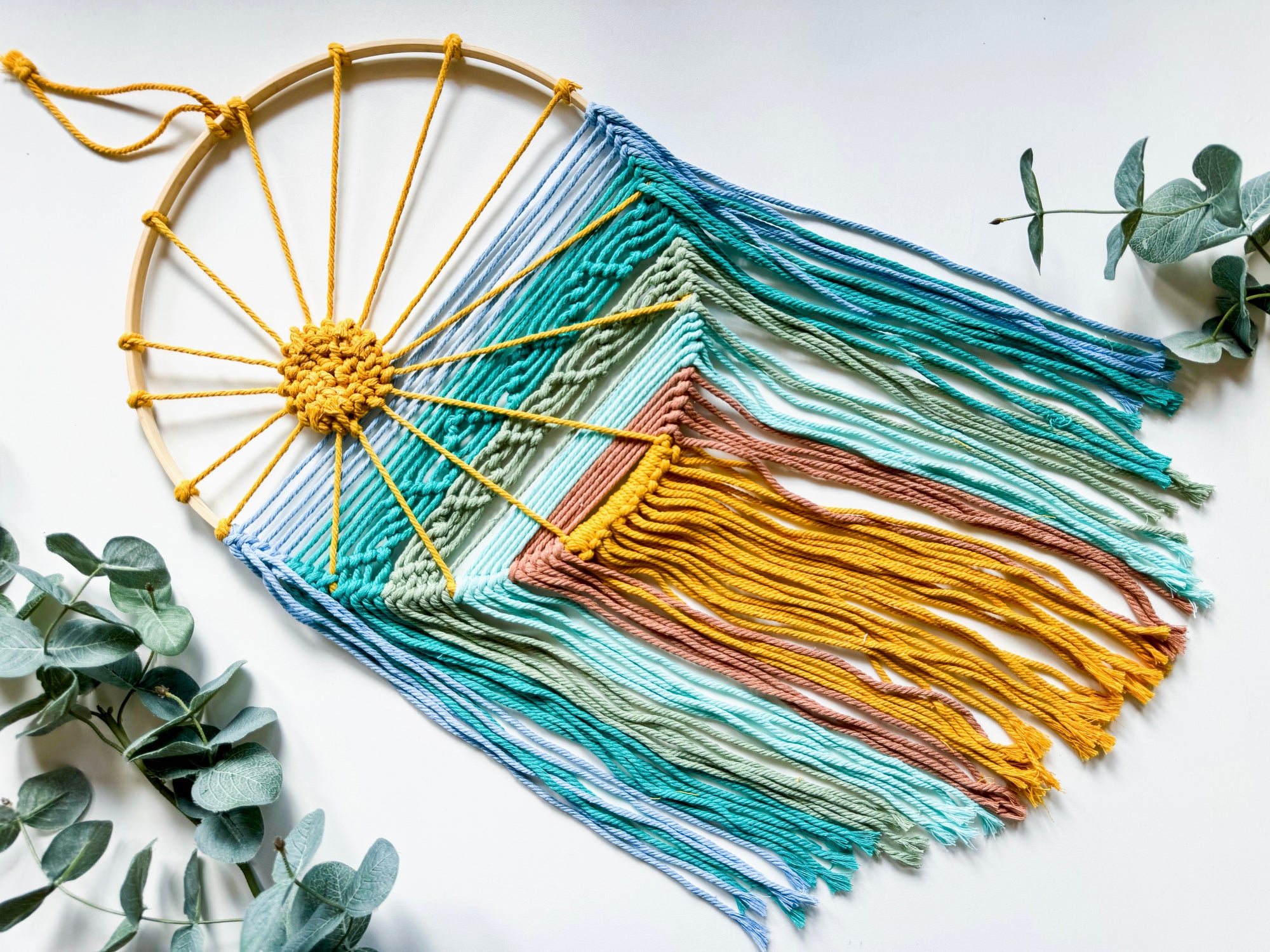 Sunset Sun Macrame Dreamcatcher