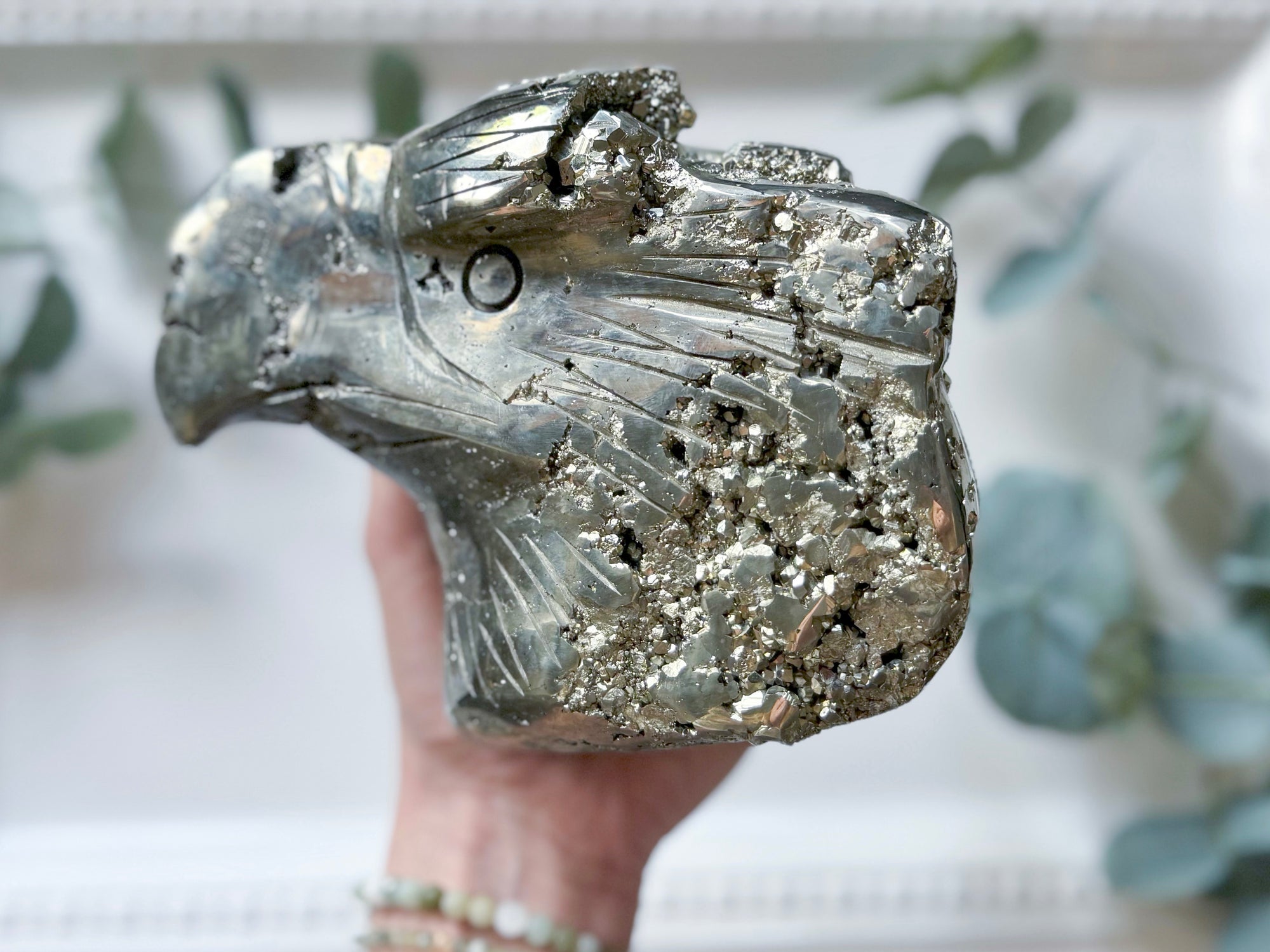 Pyrite Eagle Carving Showpiece