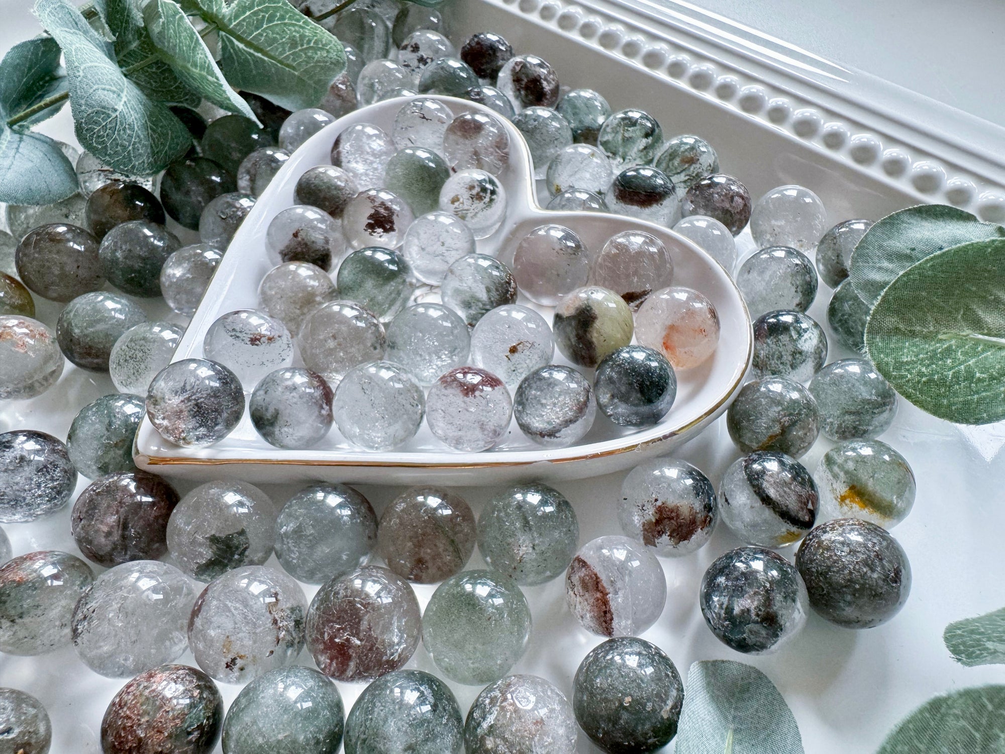 Garden Quartz (Lodolite) Sphere || Marble