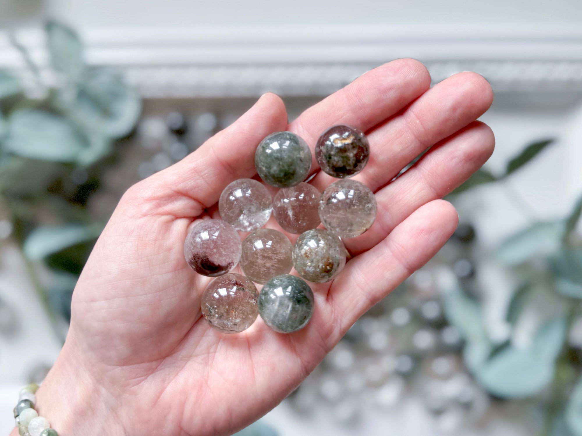 Garden Quartz (Lodolite) Sphere || Marble