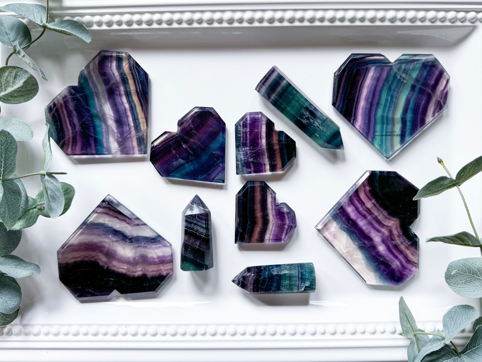 Rainbow Fluorite Faceted Heart Shape