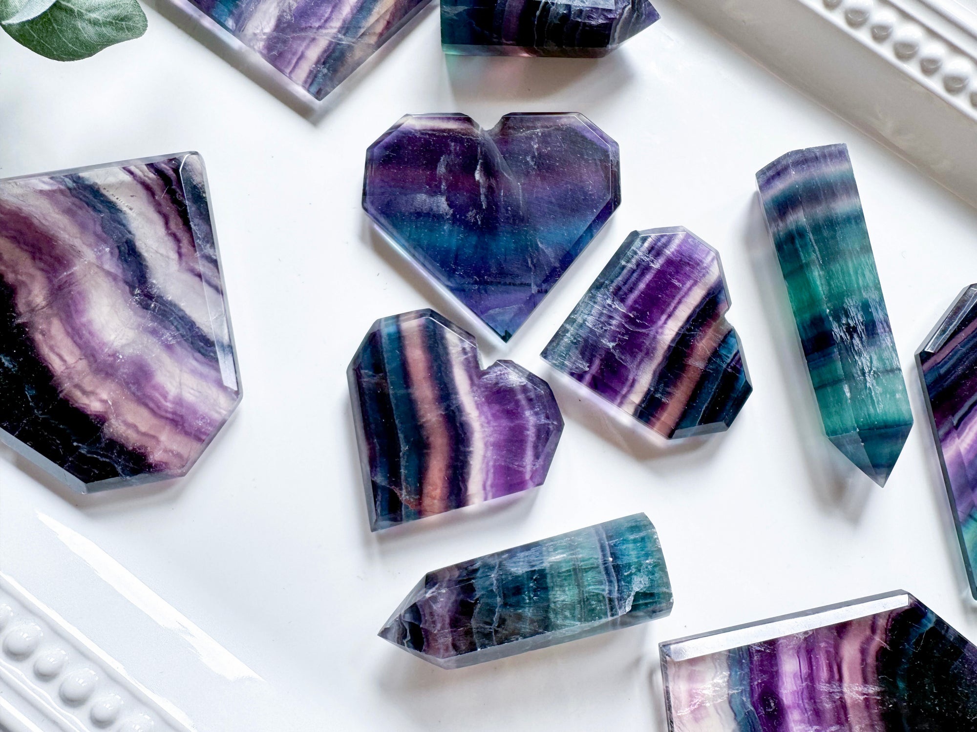 Rainbow Fluorite Faceted Heart Shape