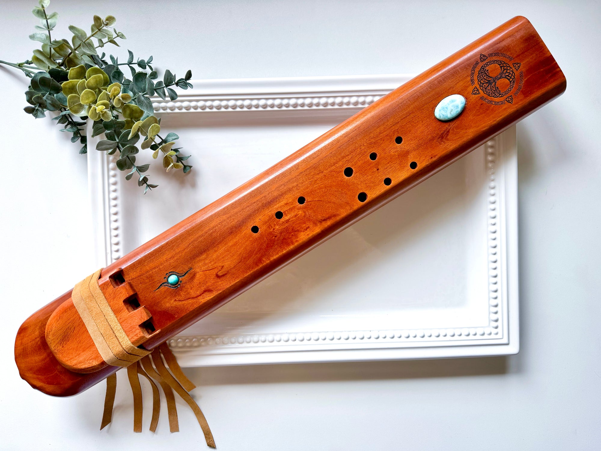 25" Hand Carved Mahogany Triple Flute