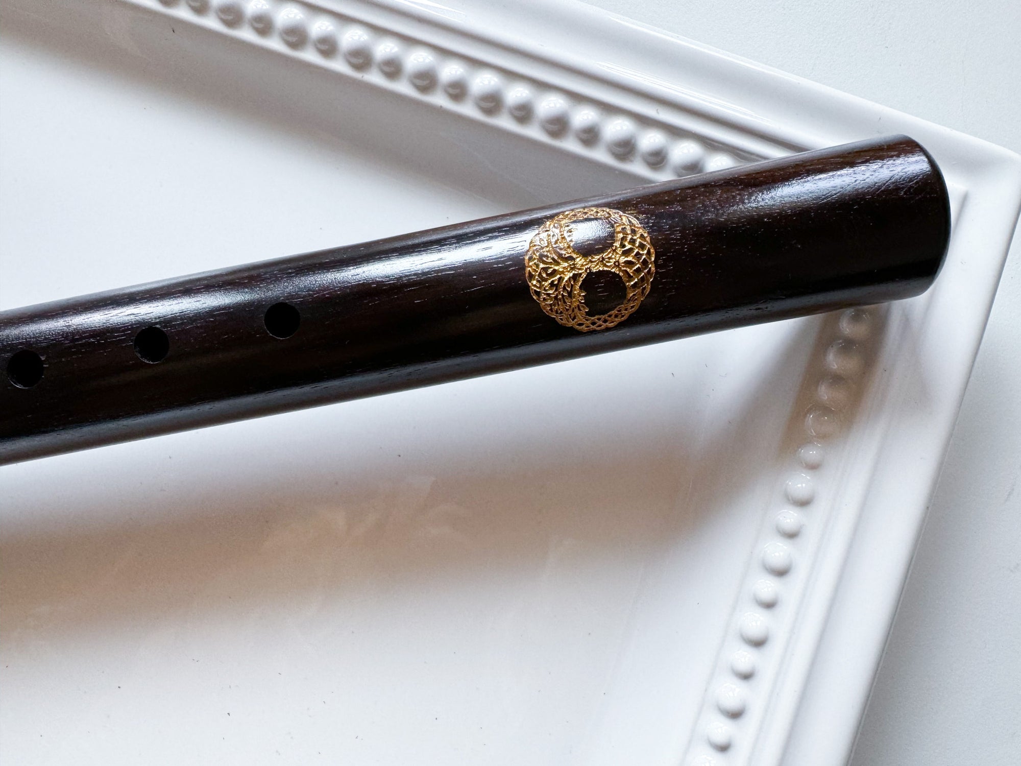 19" Hand Carved Ebony Flute || A Note 440 Hz