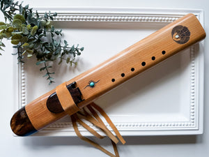 19.5" Hand Carved Maple Double Flute || G# Note 432 Hz