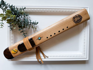 19.5" Hand Carved Maple Double Flute || A Note 440 Hz