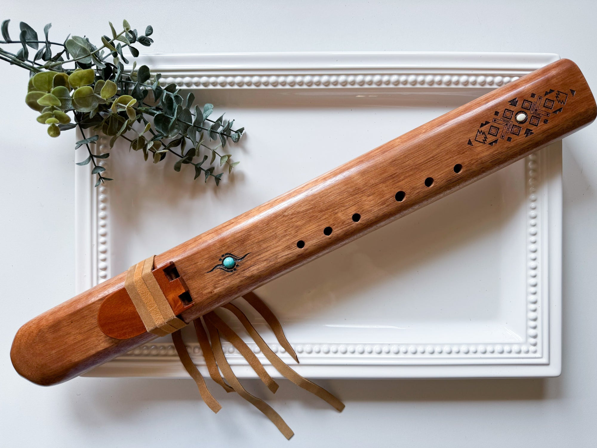 22.5" Hand Carved Amara Double Flute || F# Note 440 Hz