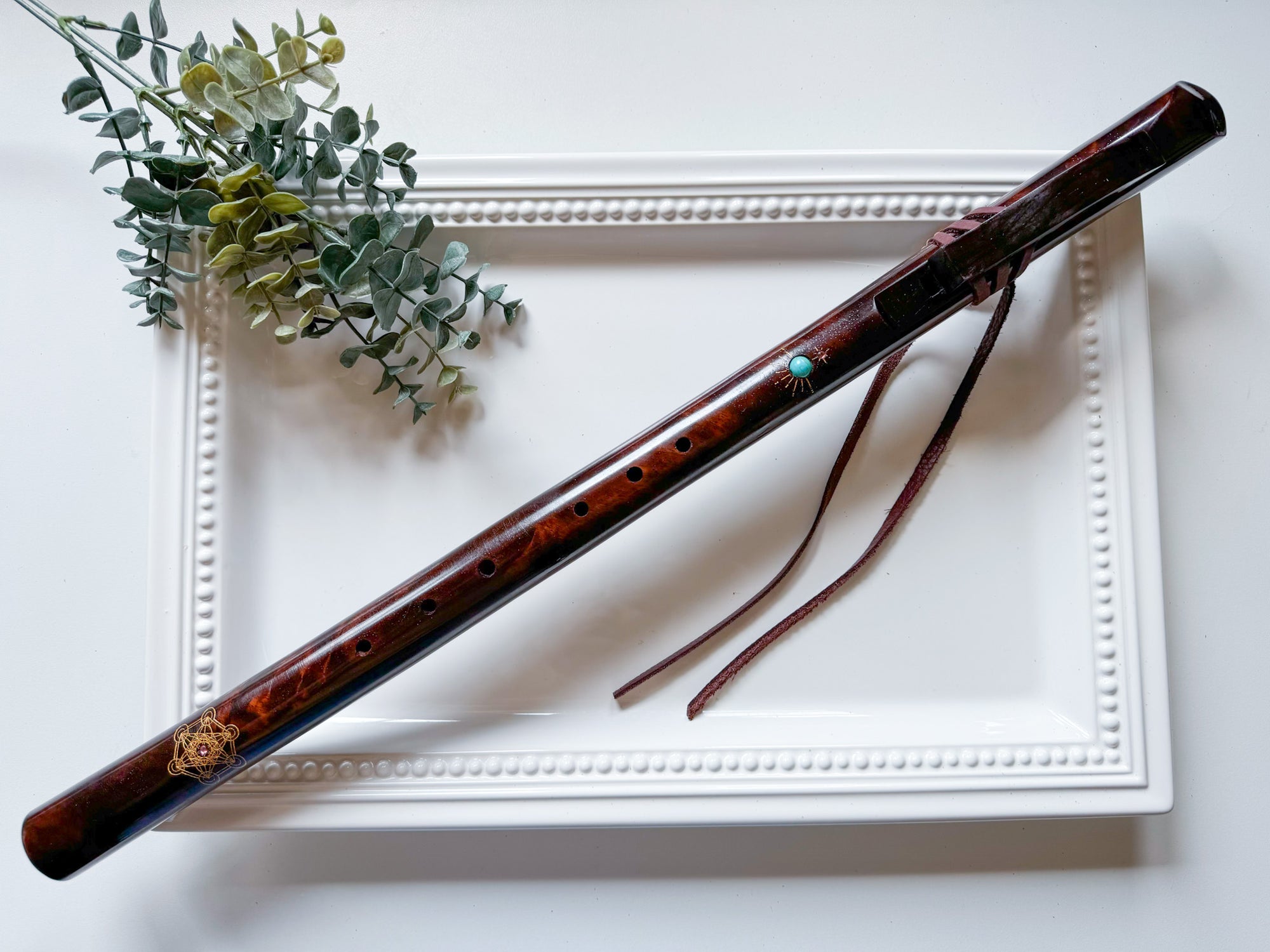 24" Hand Carved Rosewood Single Flute || E Note 440Hz