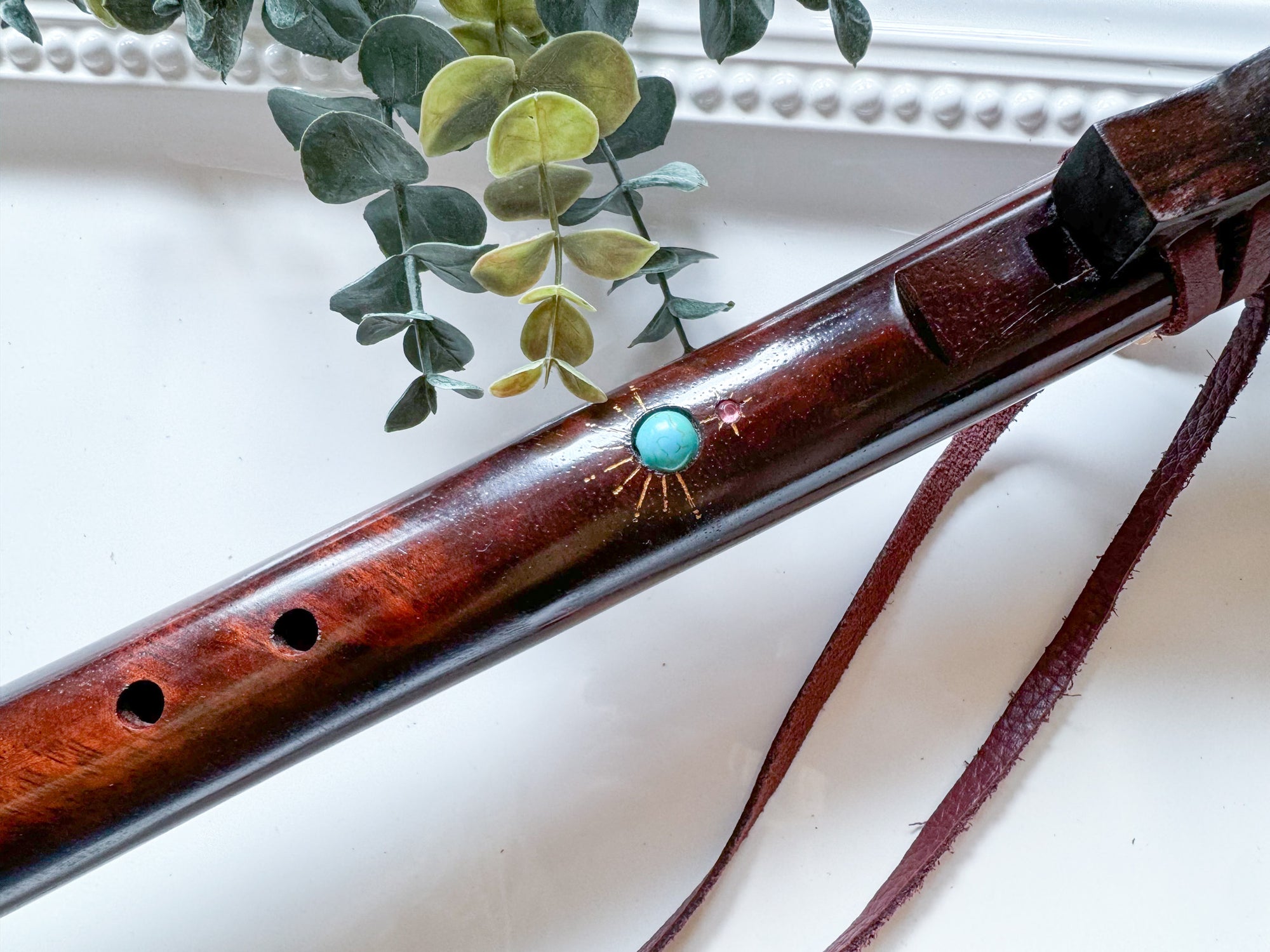 24" Hand Carved Rosewood Single Flute || E Note 440Hz