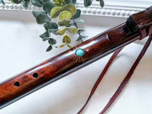 24" Hand Carved Rosewood Single Flute || E Note 440Hz